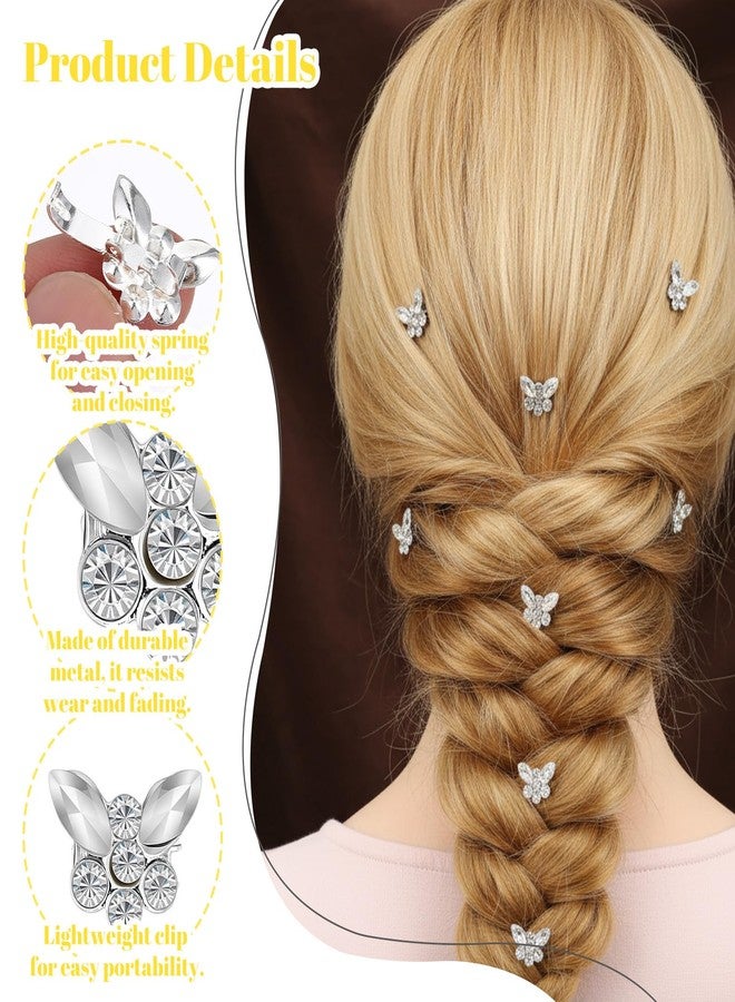 Azefnuhk 20 PCS Mini Butterfly Hair Clips, Silvery Rhinestone Butterfly Hair Clips, Decorative Butterfly Hair Accessories for Girls Women Hairstyling School Party Bridal Wedding Barrettes Birthday Gift - Image 3